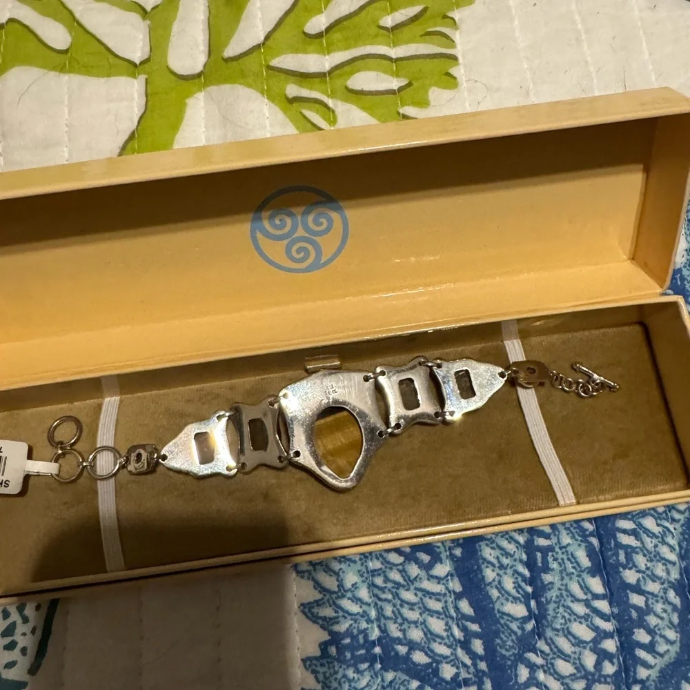 Sajen Sterling Bracelet with Brown Tiger’s Eye and Silver Accents